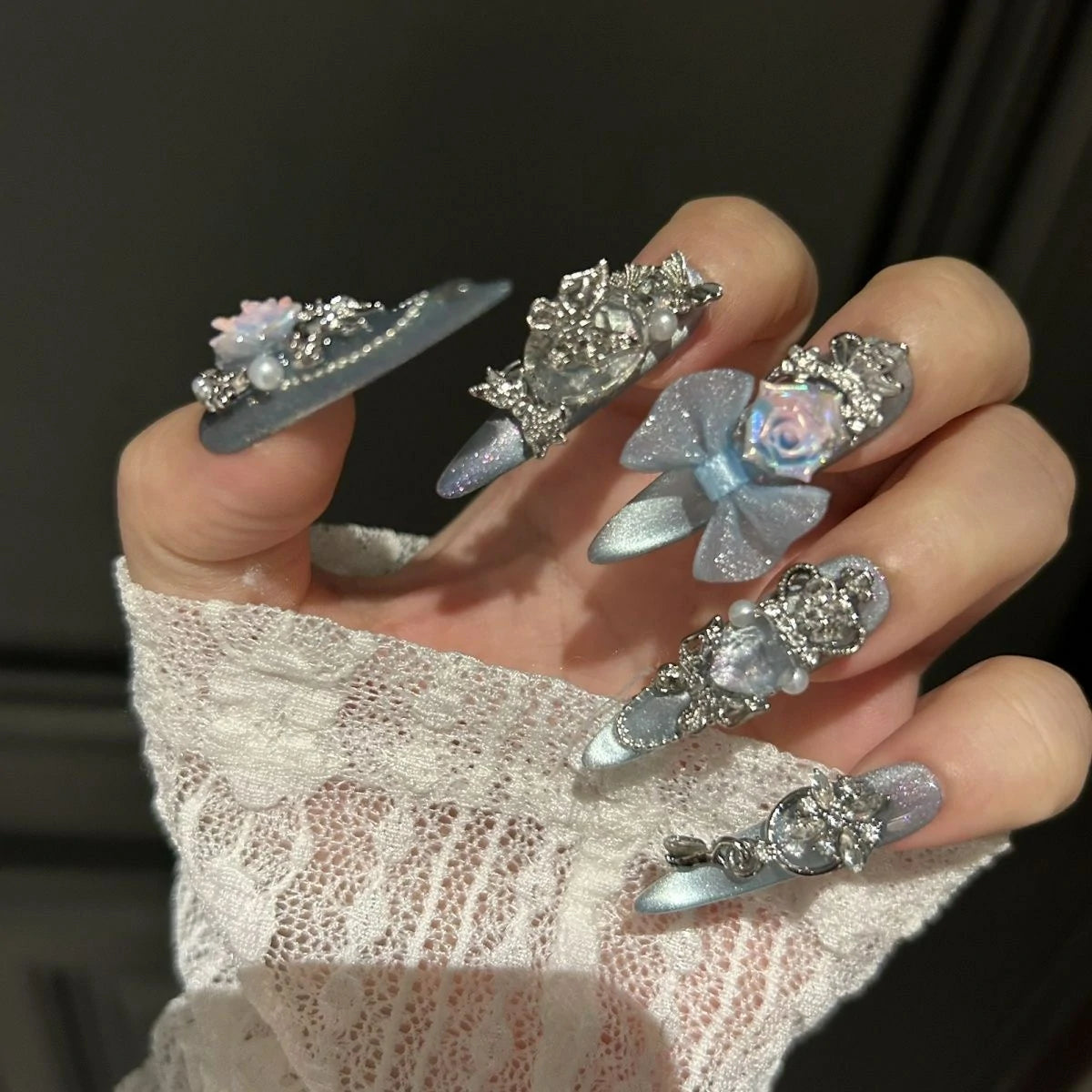 ⬛️NANABOSS🔷💠Frosty Blue Princess Nails 🎀