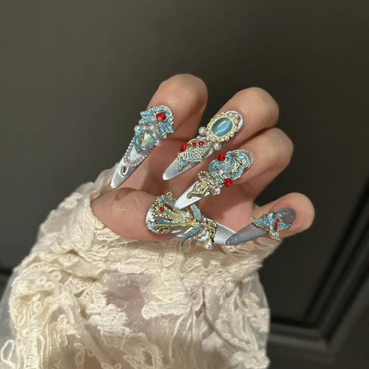 ⬛️NANABOSS🔷🦚Azure Phoenix Imperial Nails 🔴