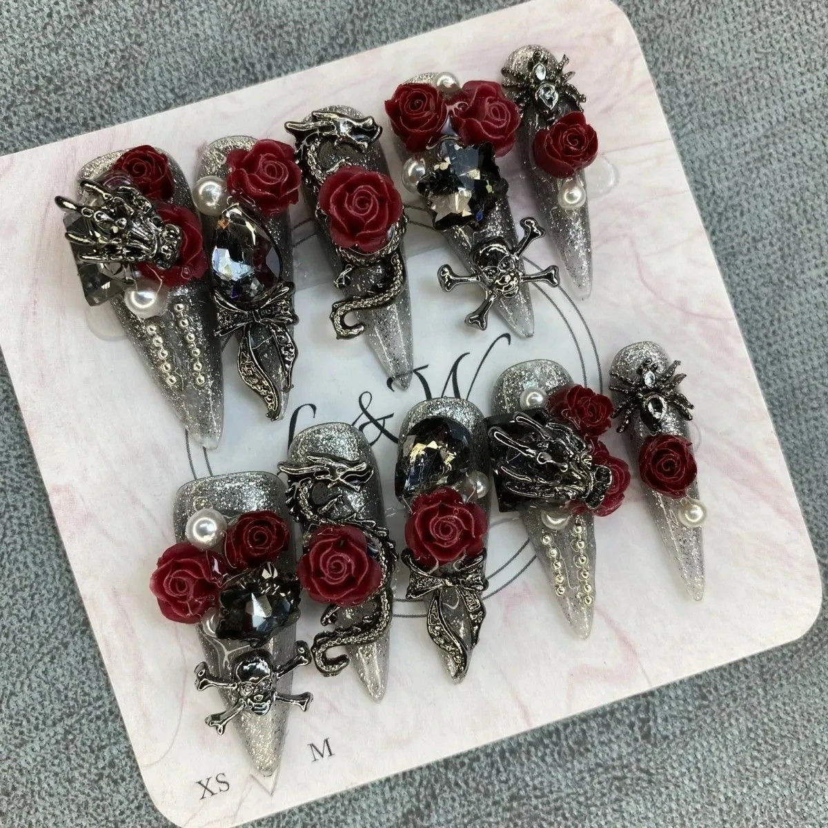 ⬛️NANABOSS🔷🔥Crimson Dragon Gothic Nails☠️