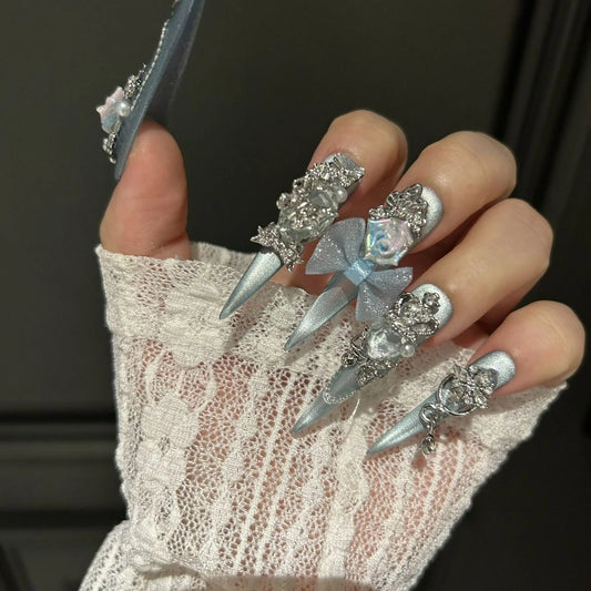 ⬛️NANABOSS🔷💠Frosty Blue Princess Nails 🎀