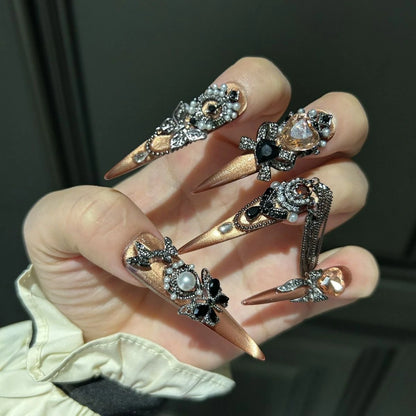 ⬛️NANABOSS🔷✨Amber Gothic Princess Nails 🦋