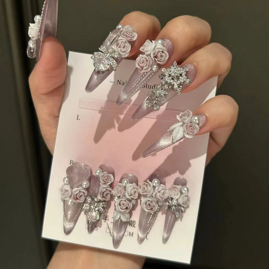 ⬛️NANABOSS🔷💐Lilac Rose Garden Nails 🎀