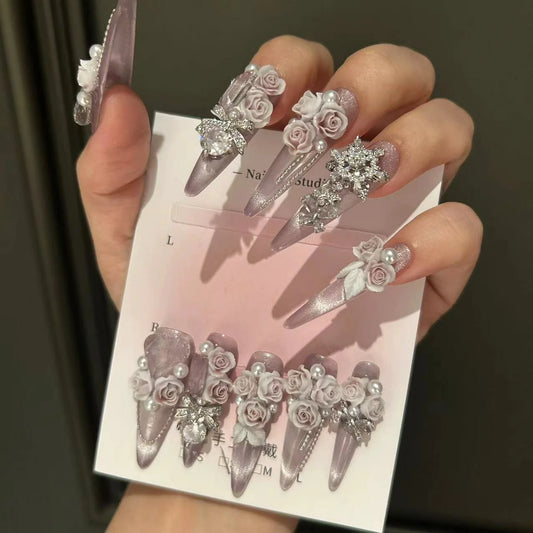 ⬛️NANABOSS🔷💐Lilac Rose Garden Nails 🎀