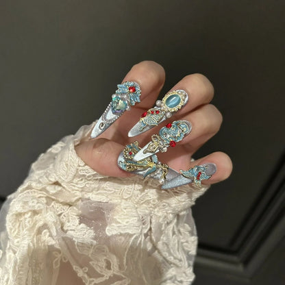 ⬛️NANABOSS🔷🦚Azure Phoenix Imperial Nails 🔴