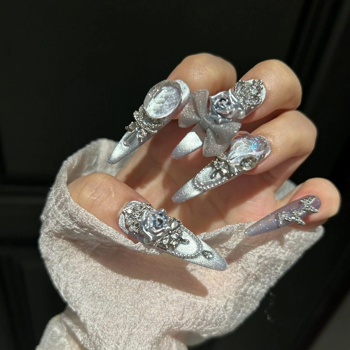 ⬛️NANABOSS🔷✨Lunar Frost Princess Nails 🎀