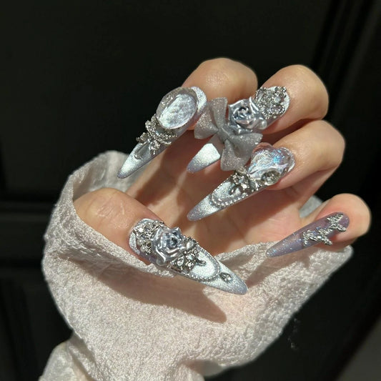 ⬛️NANABOSS🔷✨Lunar Frost Princess Nails 🎀