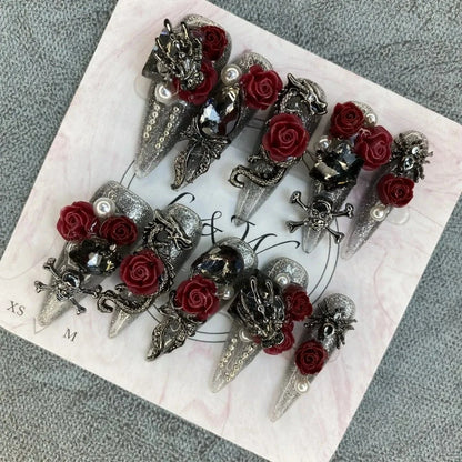 ⬛️NANABOSS🔷🔥Crimson Dragon Gothic Nails☠️